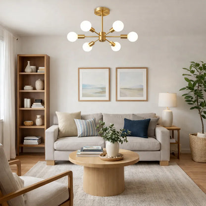 6-Light Sputnik Semi Flush Mount Ceiling Light