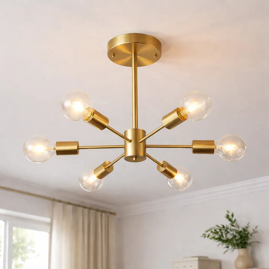 6-Light Sputnik Semi Flush Mount Ceiling Light