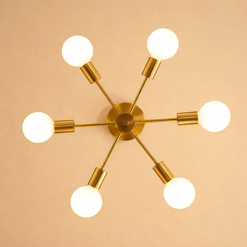 Elowyn Mid-Century 6-Light Sputnik Semi-Flush Ceiling Light