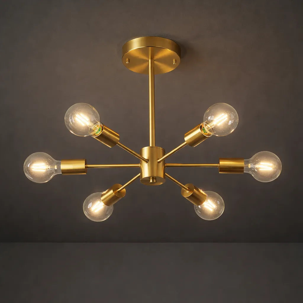 Elowyn Mid-Century 6-Light Sputnik Semi-Flush Ceiling Light
