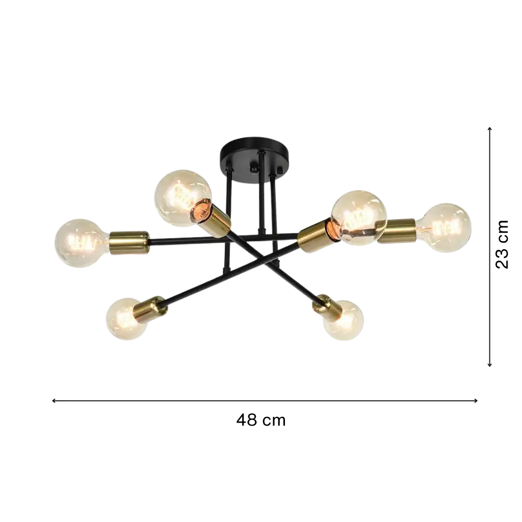 6-Light Mid-Century Sputnik Ceiling Light