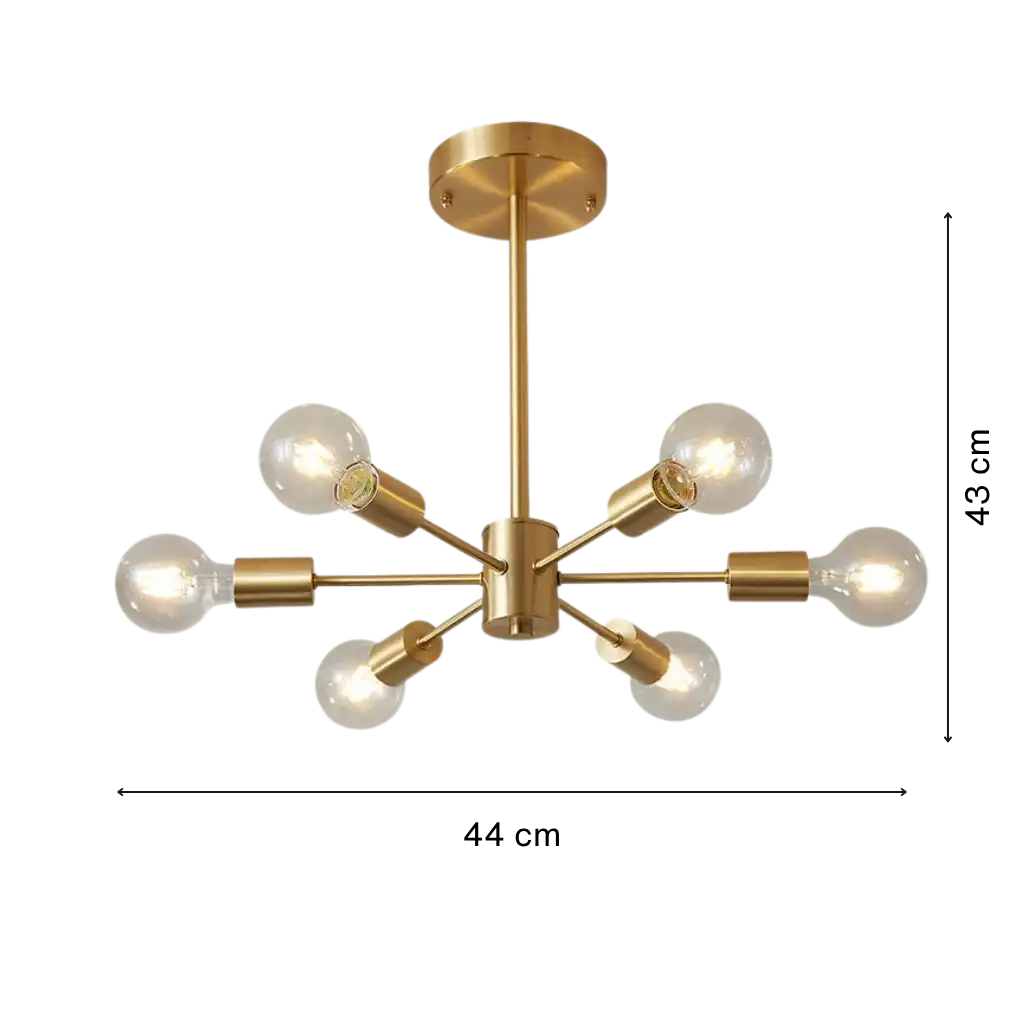 6-Light Sputnik Semi Flush Mount Ceiling Light