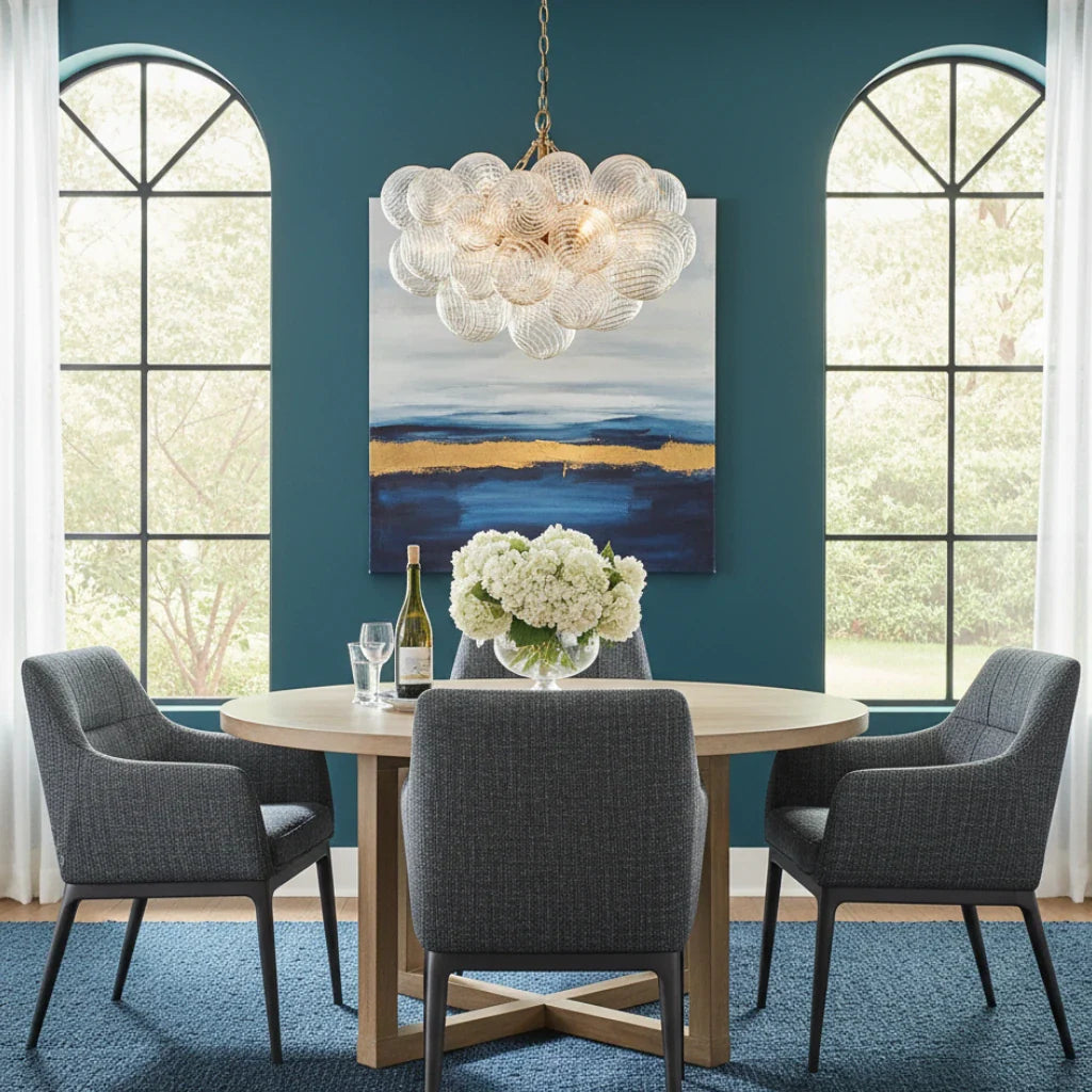 Eleni Modern Ribbed Glass Bubble Chandelier