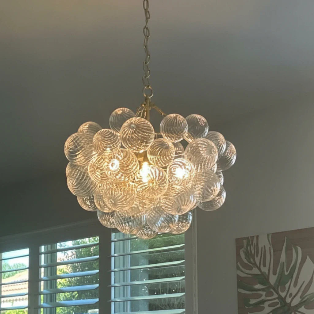Eleni Modern Ribbed Glass Bubble Chandelier