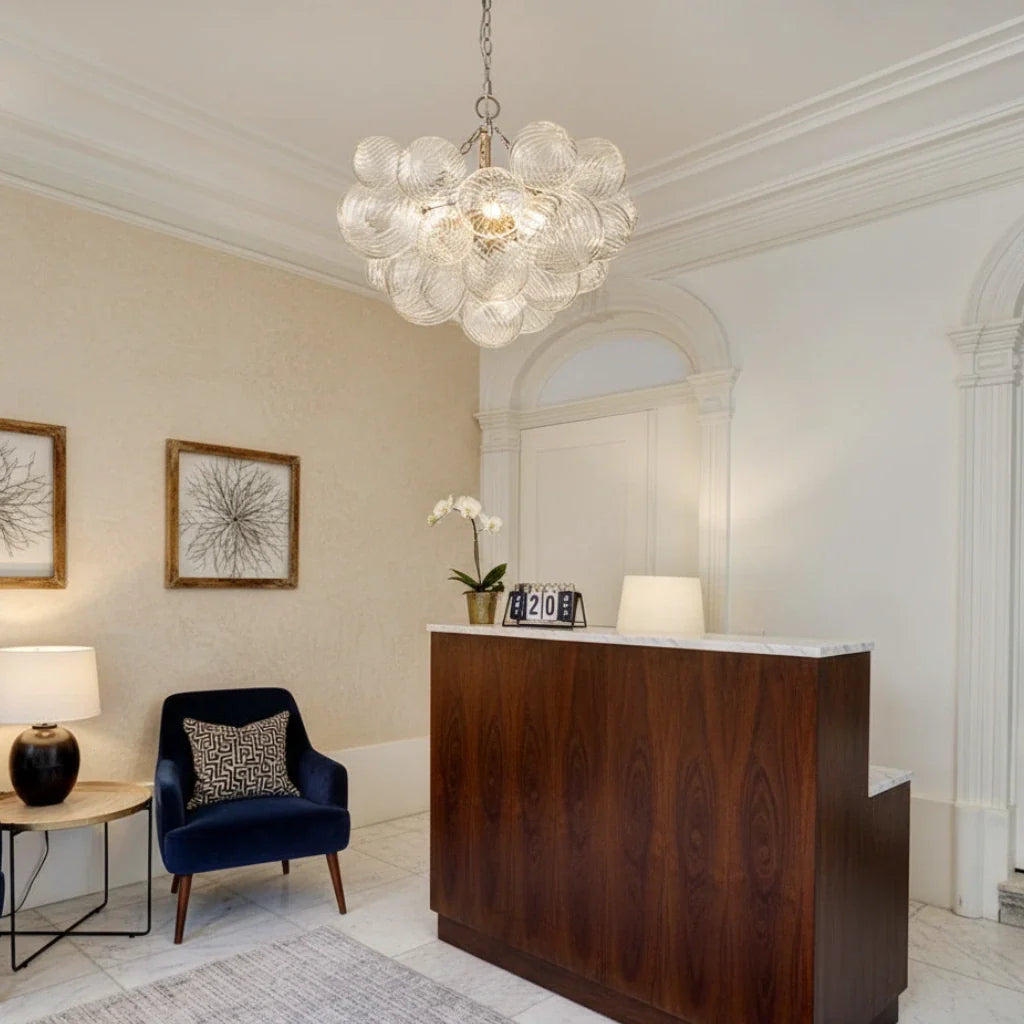 Eleni Modern Ribbed Glass Bubble Chandelier