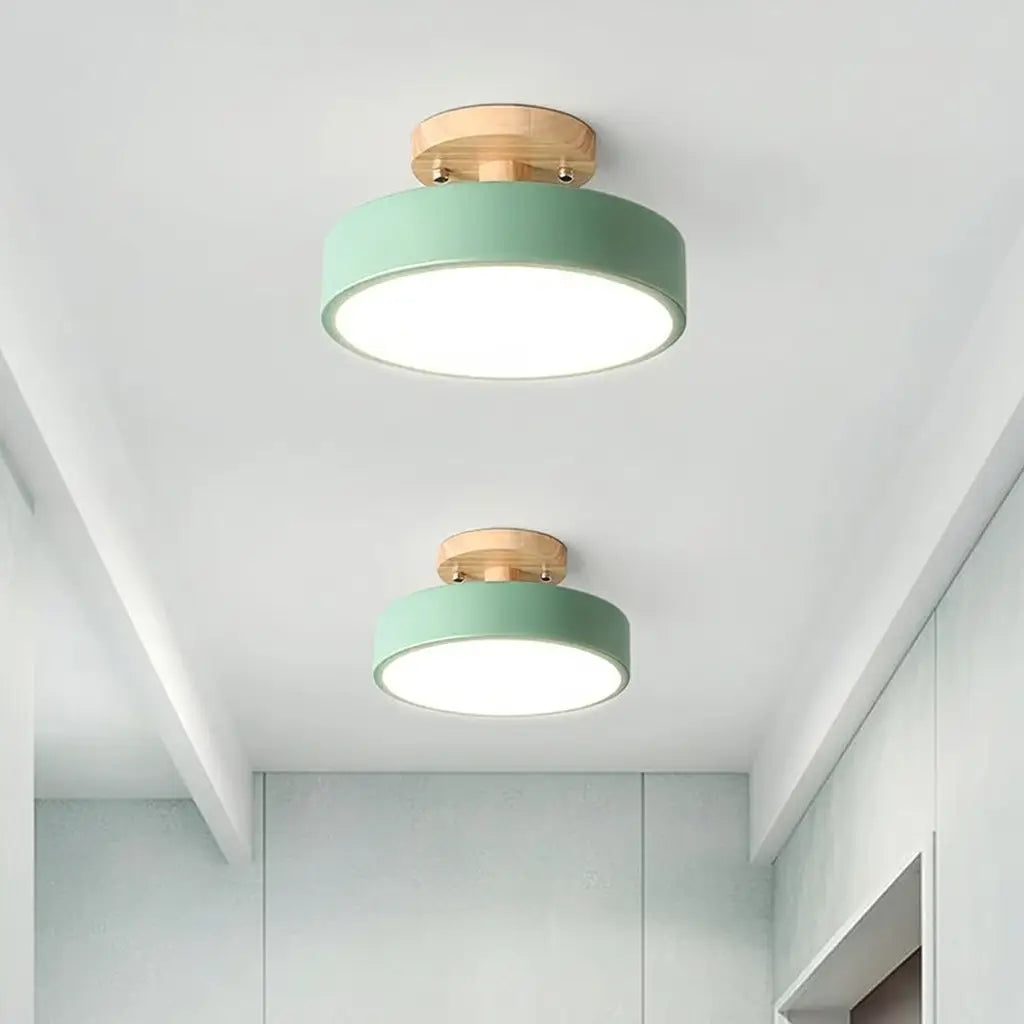 Acorn Scandinavian Wood & Metal LED Flush Mount Ceiling Light