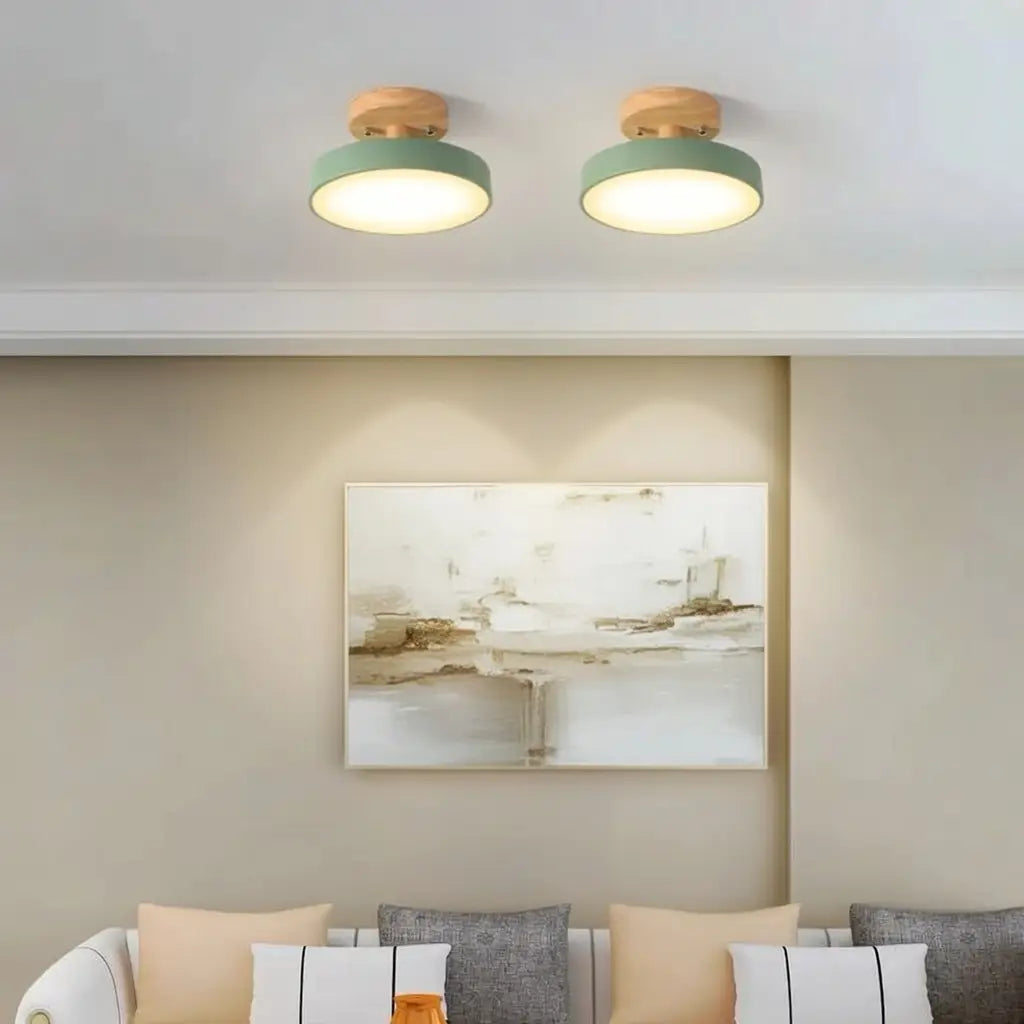 Acorn Scandinavian Wood & Metal LED Flush Mount Ceiling Light