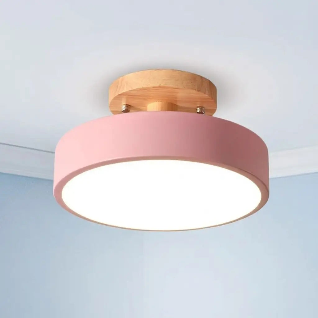 Acorn Scandinavian Wood & Metal LED Flush Mount Ceiling Light