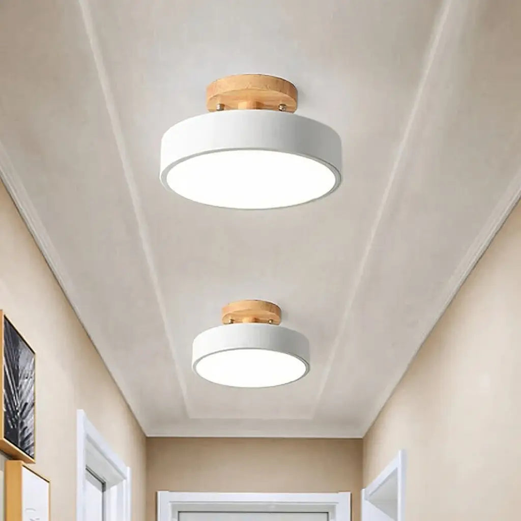 Acorn Scandinavian Wood & Metal LED Flush Mount Ceiling Light