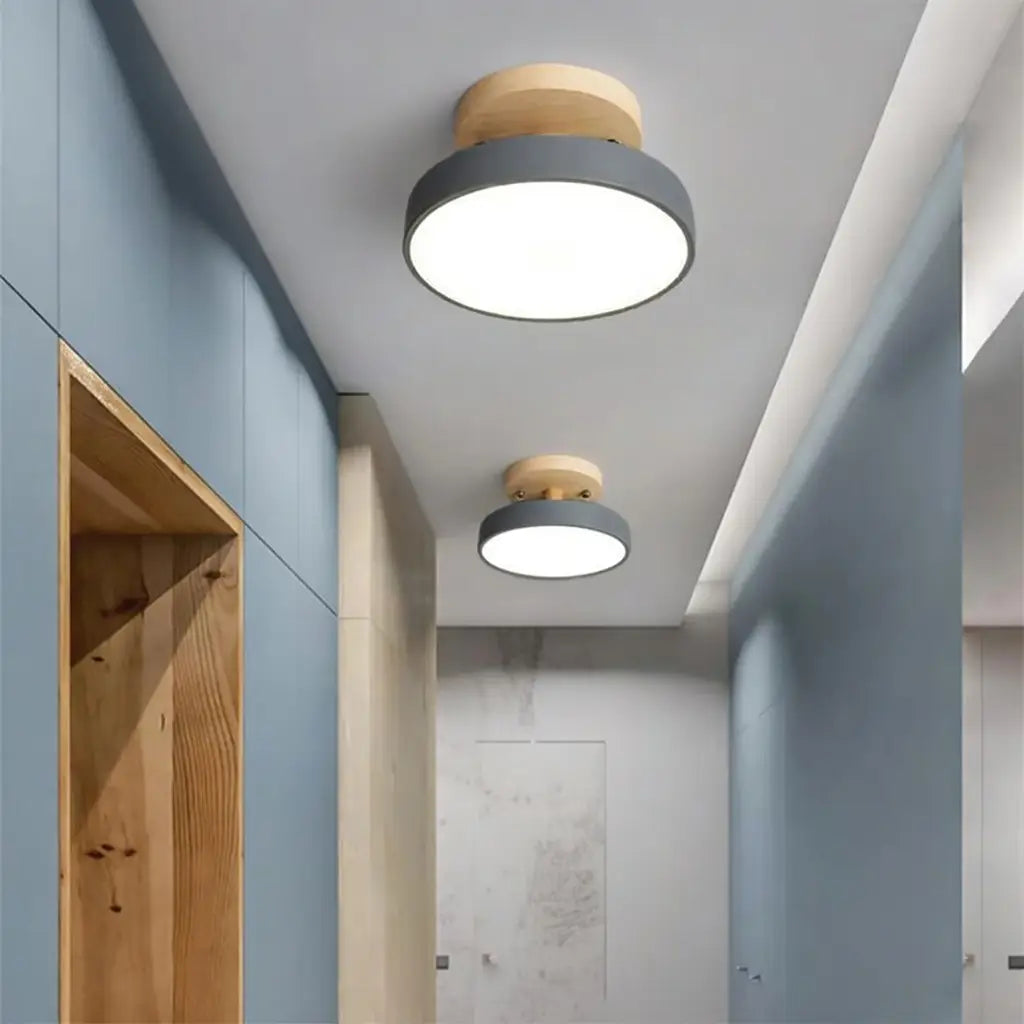 Acorn Scandinavian Wood & Metal LED Flush Mount Ceiling Light
