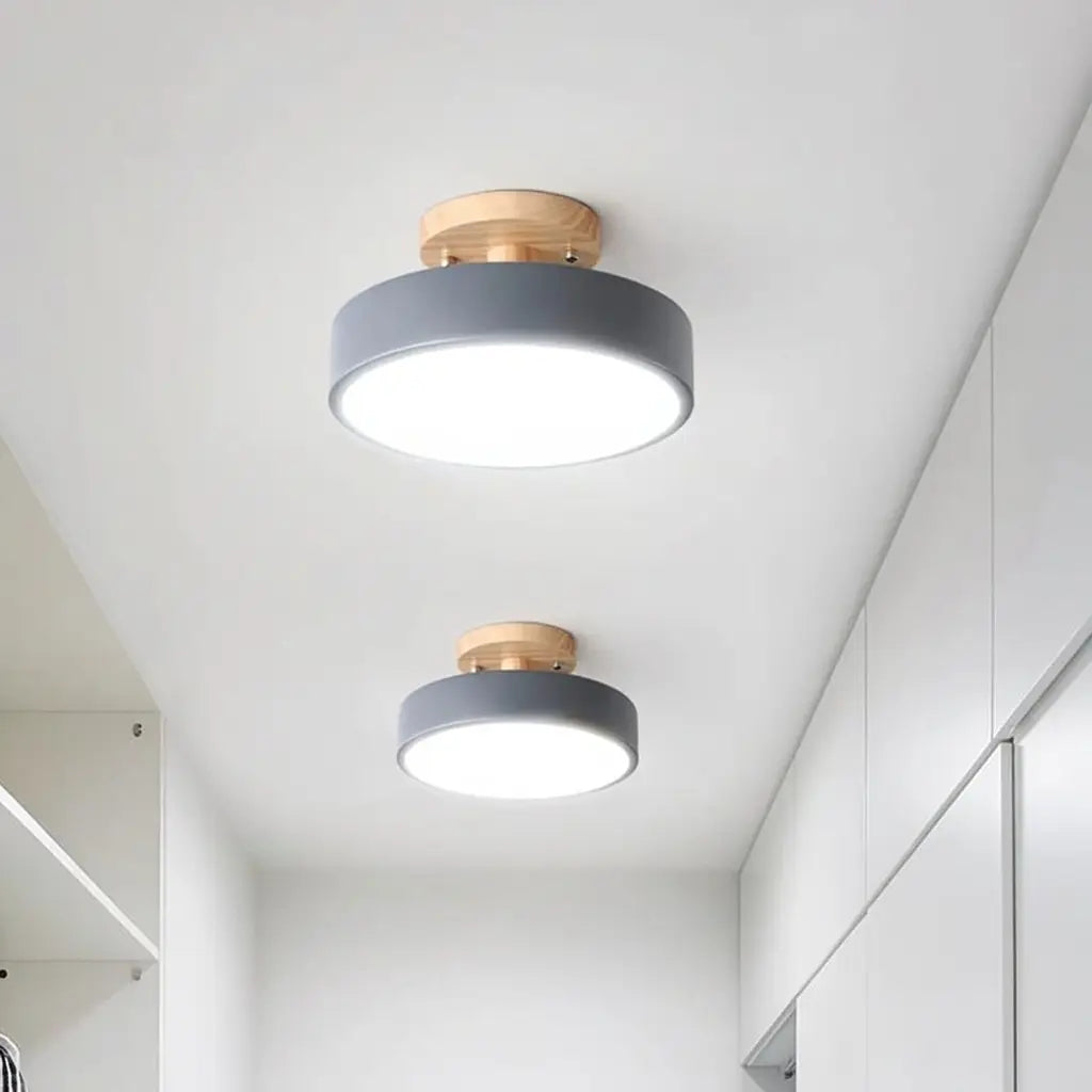 Acorn Scandinavian Wood & Metal LED Flush Mount Ceiling Light