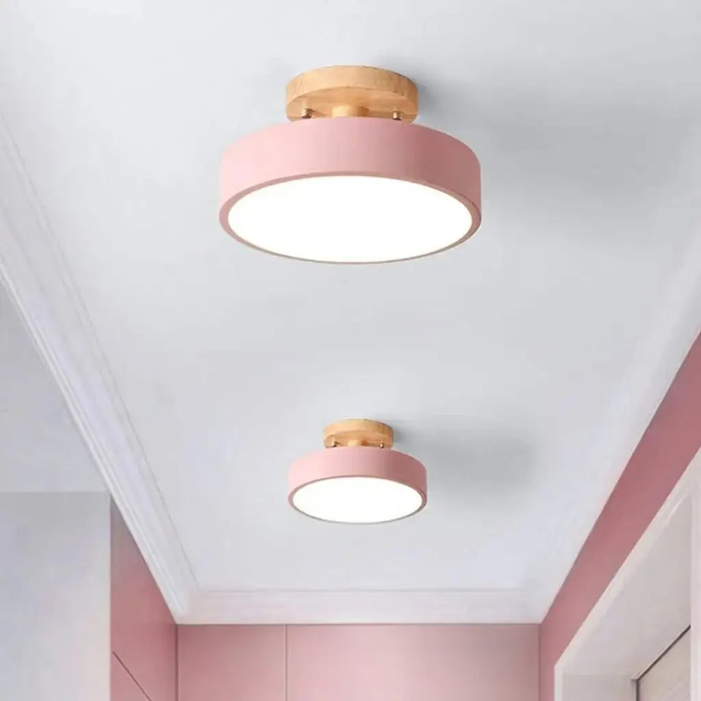 Acorn Scandinavian Wood & Metal LED Flush Mount Ceiling Light