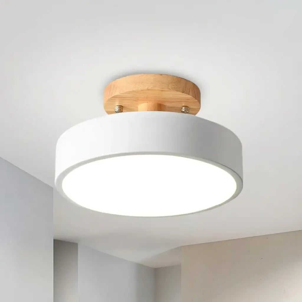 Acorn Scandinavian Wood & Metal LED Flush Mount Ceiling Light