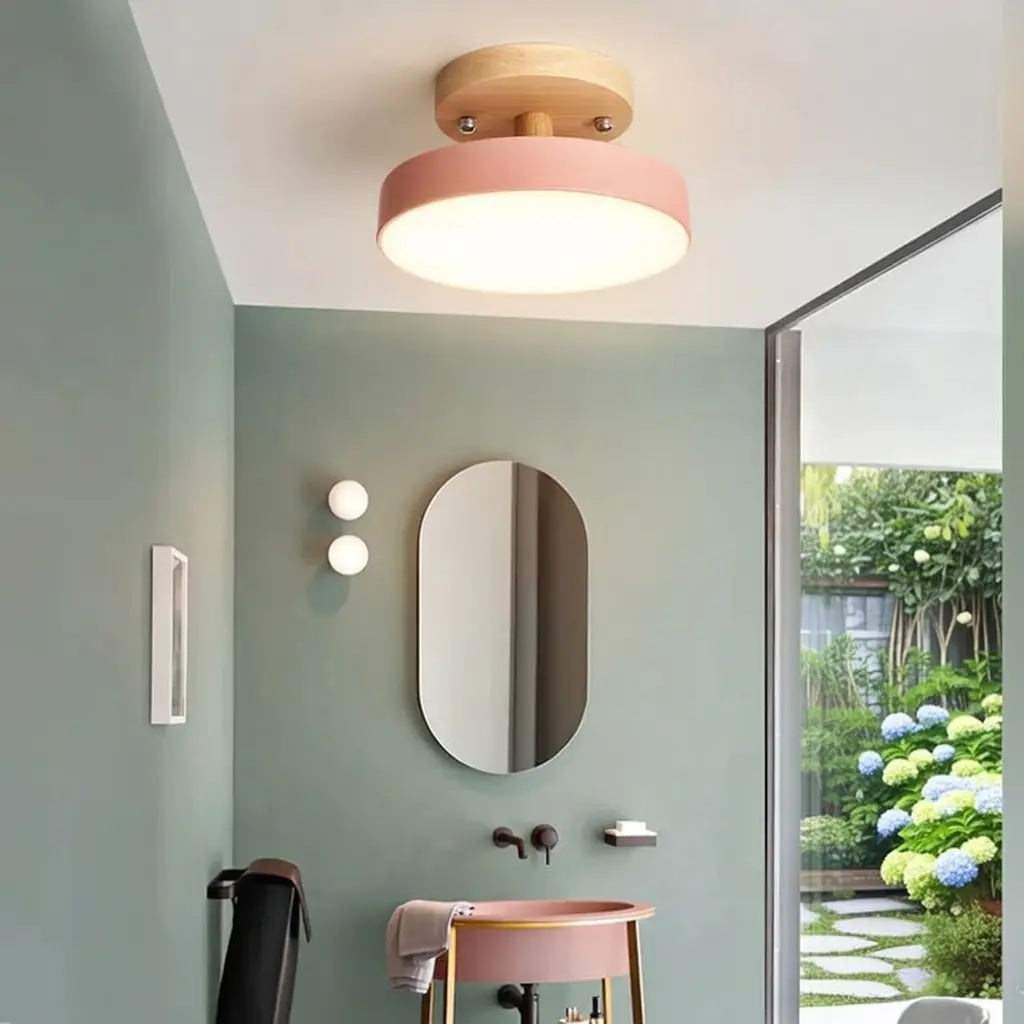 Acorn Scandinavian Wood & Metal LED Flush Mount Ceiling Light