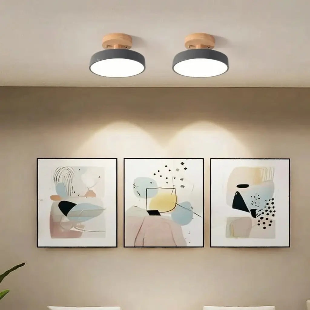 Acorn Scandinavian Wood & Metal LED Flush Mount Ceiling Light