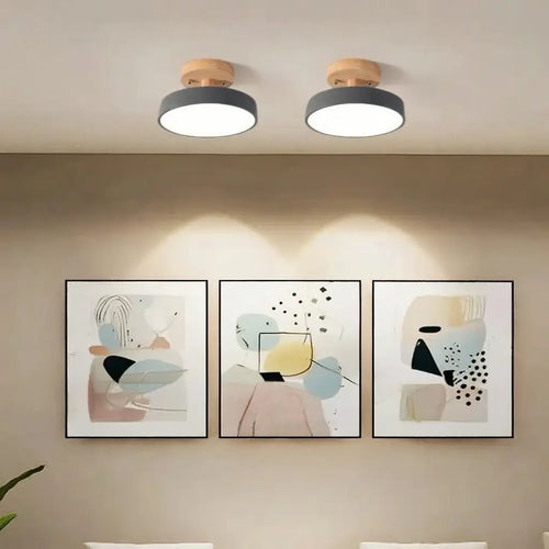 Acorn Scandinavian Wood & Metal LED Flush Mount Ceiling Light