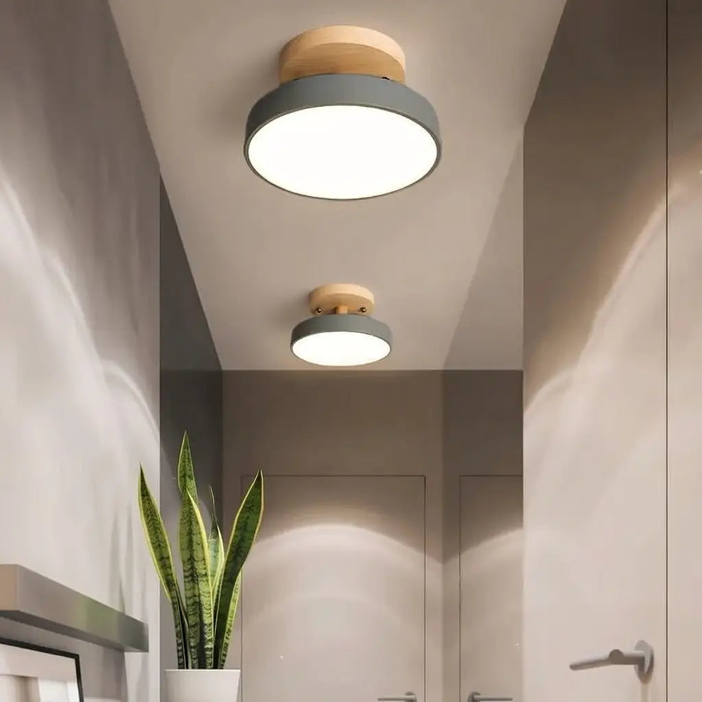 Acorn Scandinavian Wood & Metal LED Flush Mount Ceiling Light