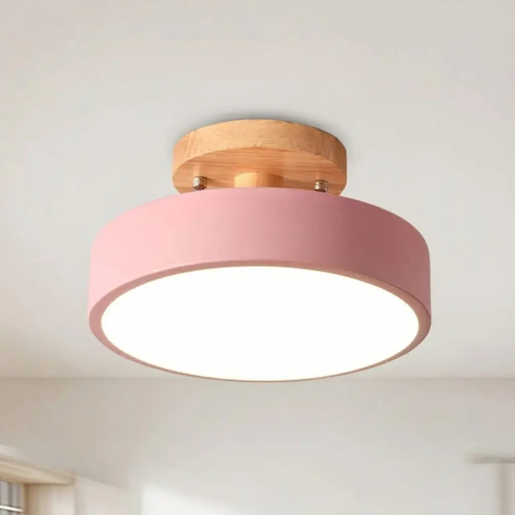 Acorn Scandinavian Wood & Metal LED Flush Mount Ceiling Light