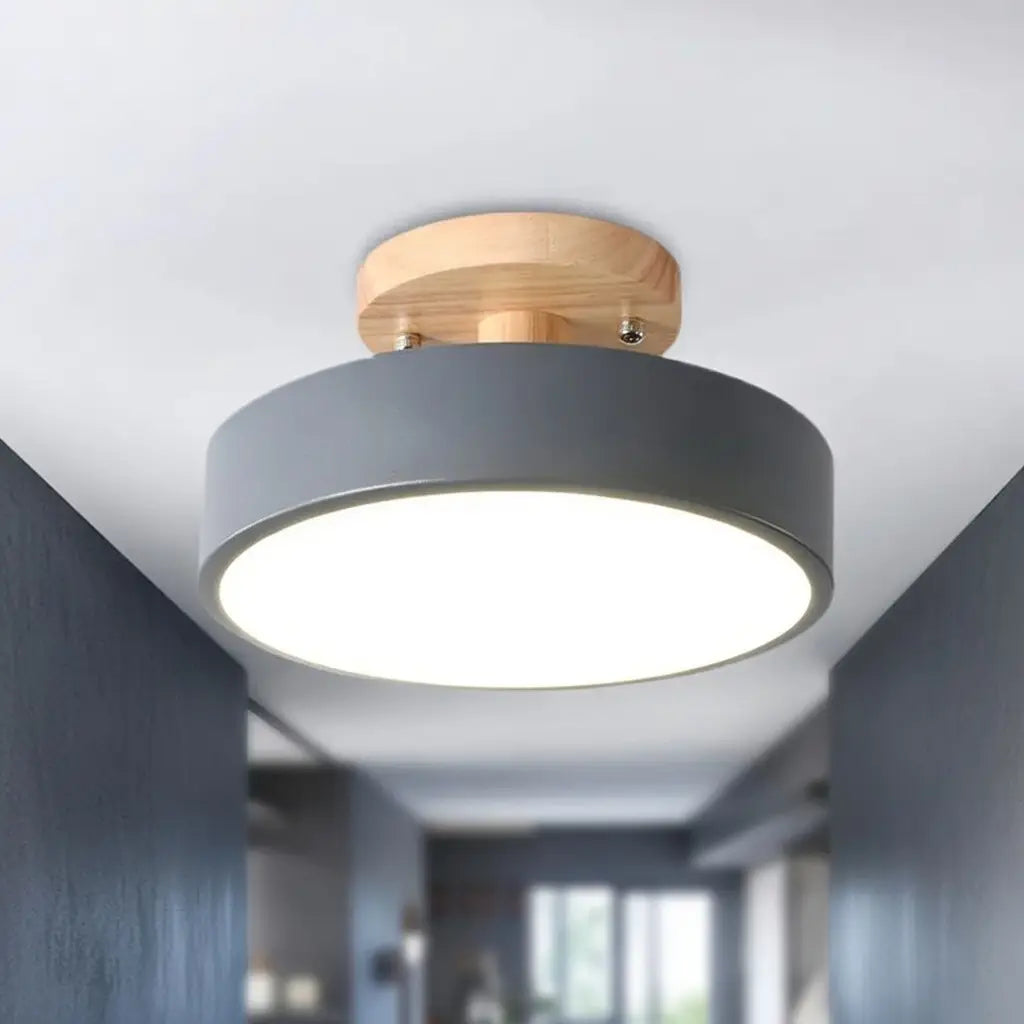 Acorn Scandinavian Wood & Metal LED Flush Mount Ceiling Light