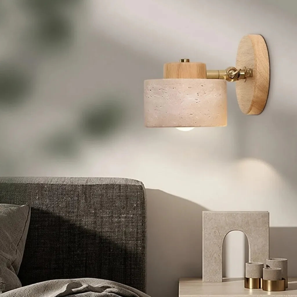 Matteo Minimalist Adjustable Travertine Reading Wall Light