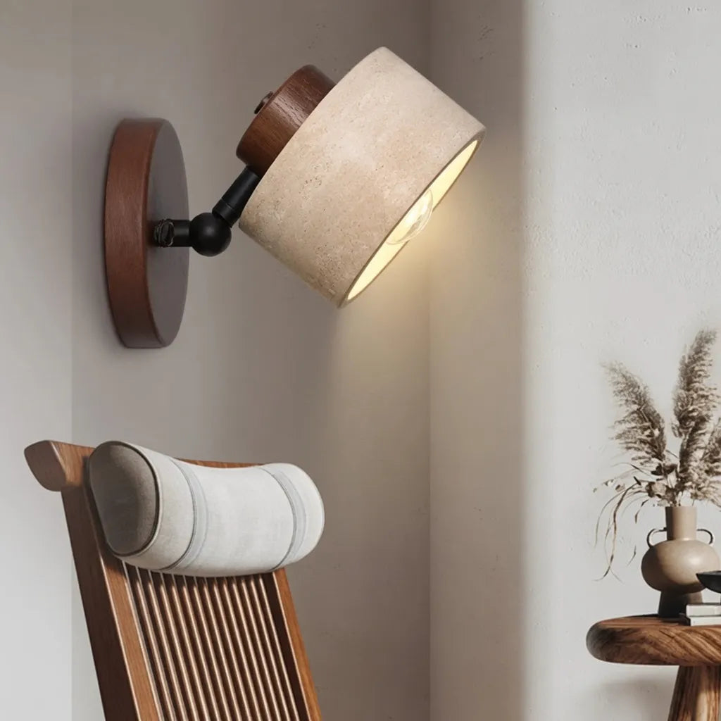 Matteo Minimalist Adjustable Travertine Reading Wall Light