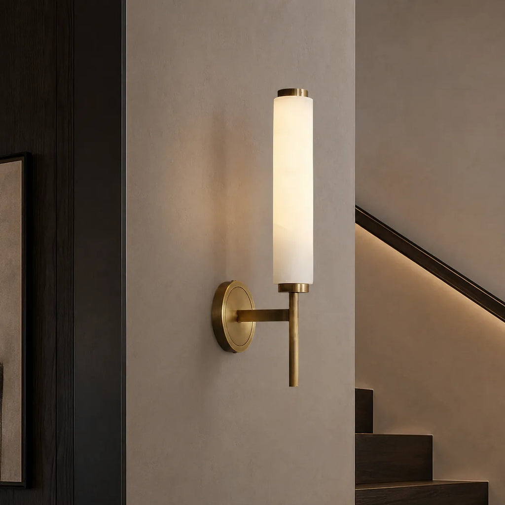 Jasper Natural Alabaster Cylinder Wall Light