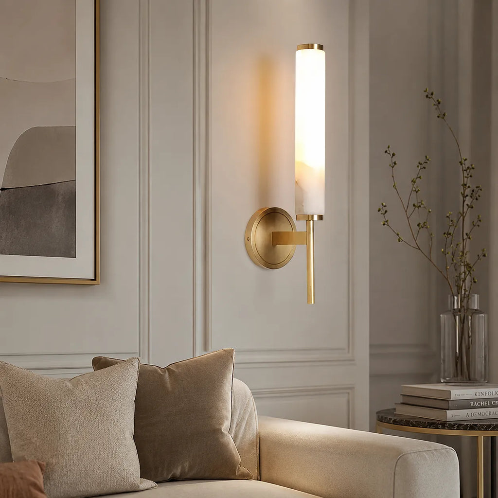Jasper Natural Alabaster Cylinder Wall Light