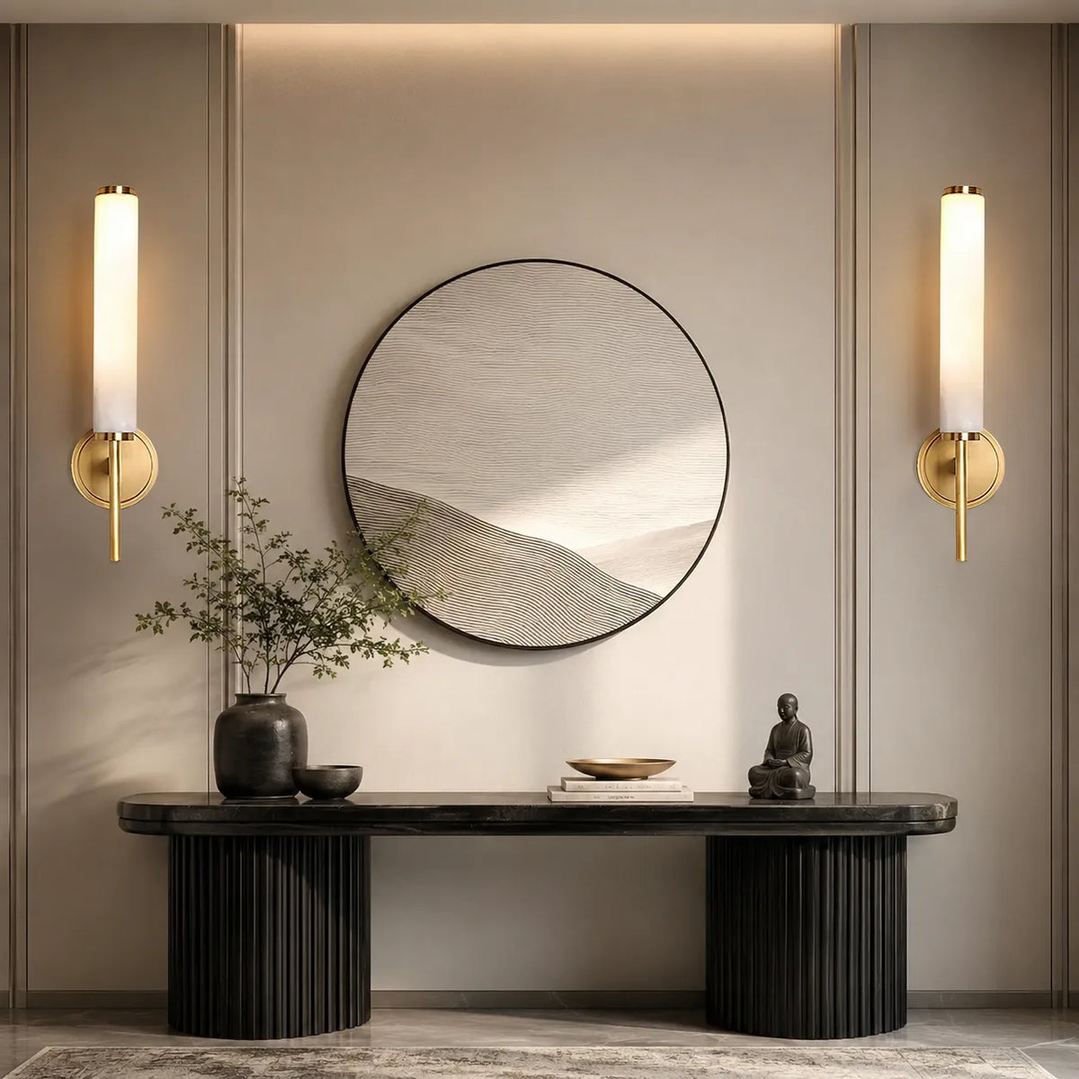 Jasper Natural Alabaster Cylinder Wall Light