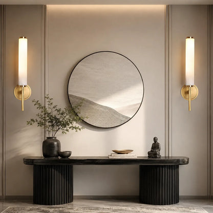 Jasper Alabaster Cylinder Wall Sconce