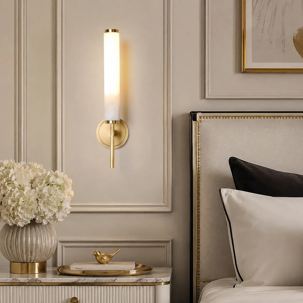 Jasper Natural Alabaster Cylinder Wall Light