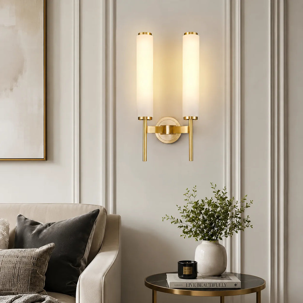 Jasper Natural Alabaster Cylinder Wall Light