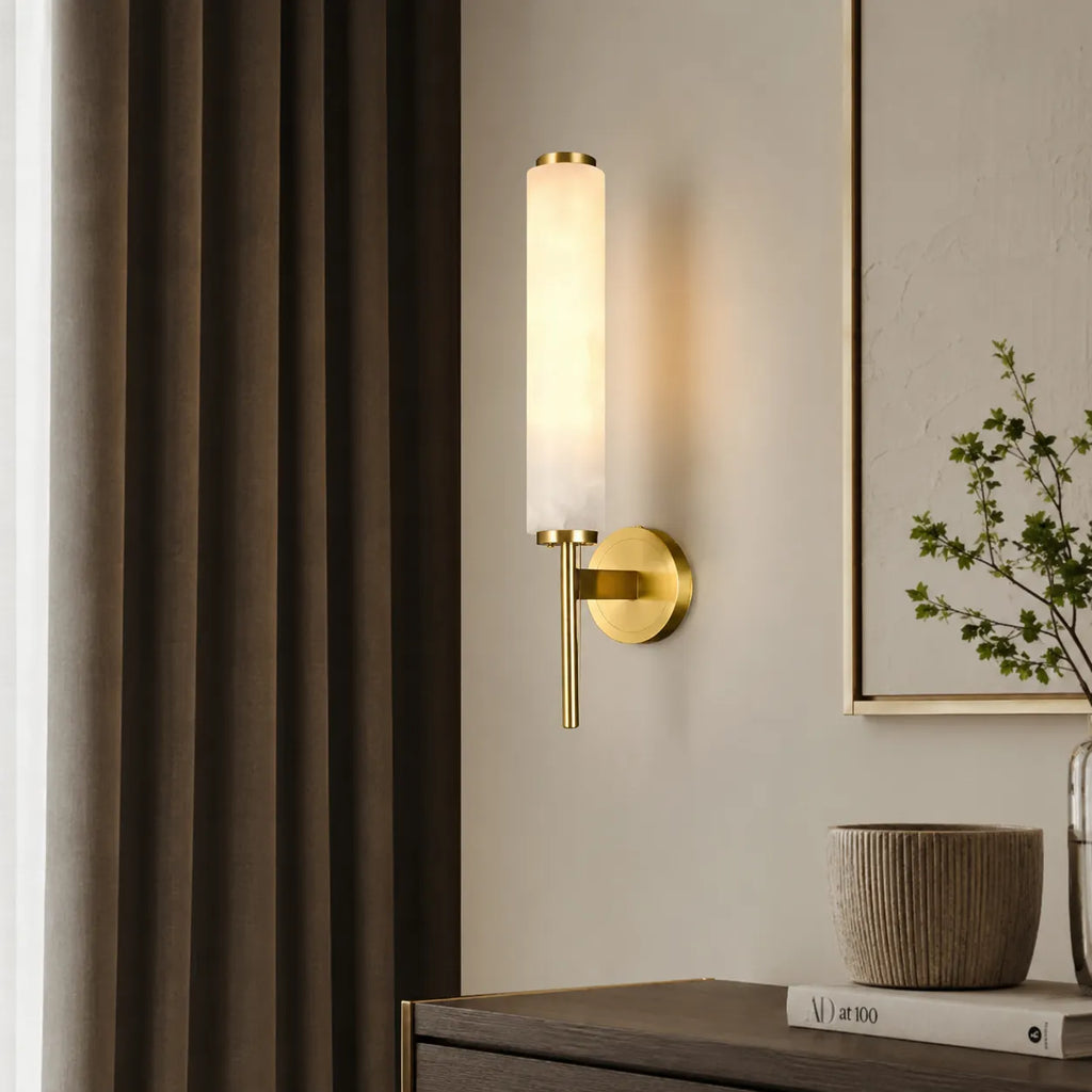 Jasper Natural Alabaster Cylinder Wall Light
