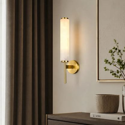 Jasper Alabaster Cylinder Wall Sconce