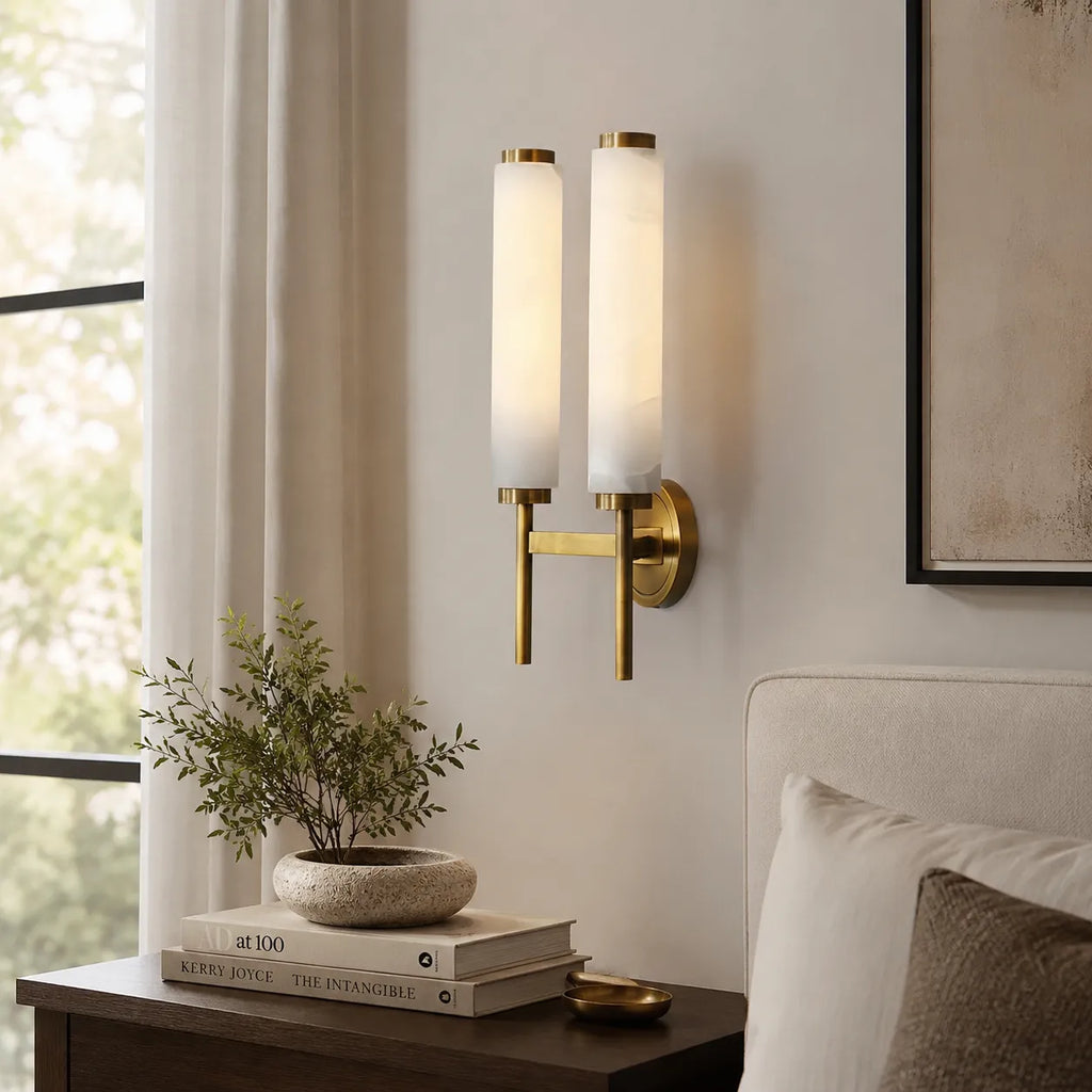 Jasper Natural Alabaster Cylinder Wall Light