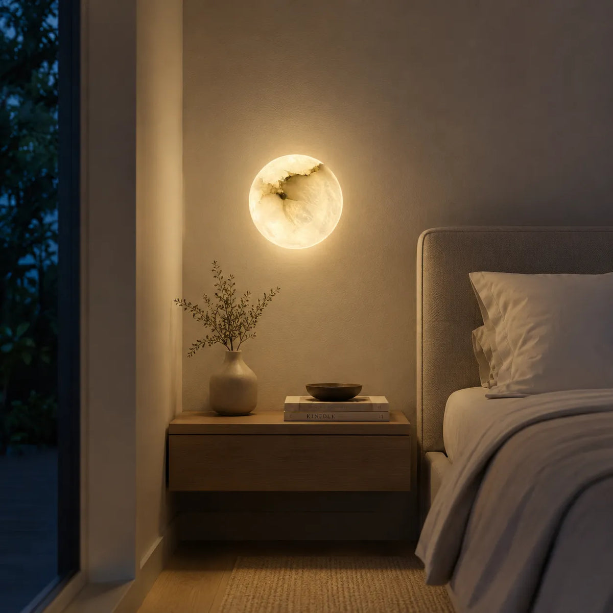 Cora Japandi Natural Alabaster Mini Orb Wall Light