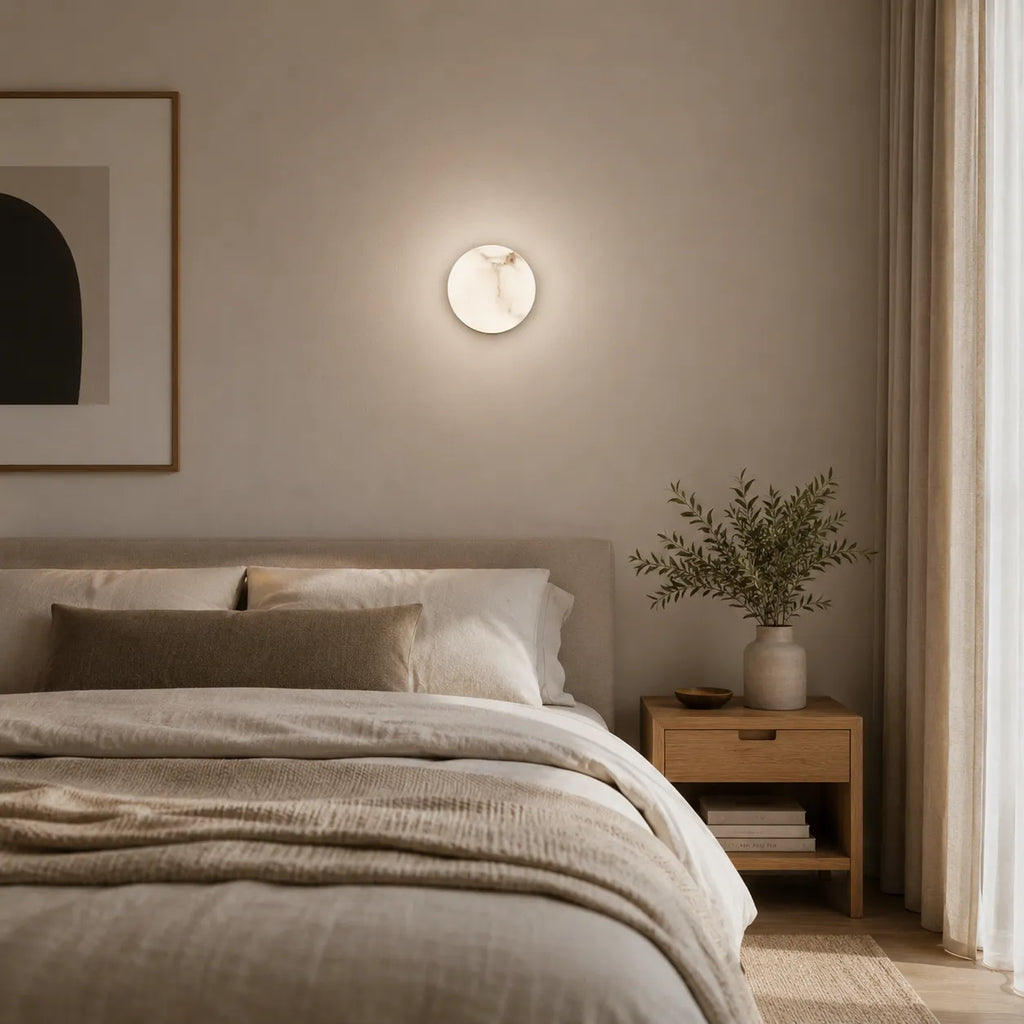 Cora Japandi Natural Alabaster Mini Orb Wall Light