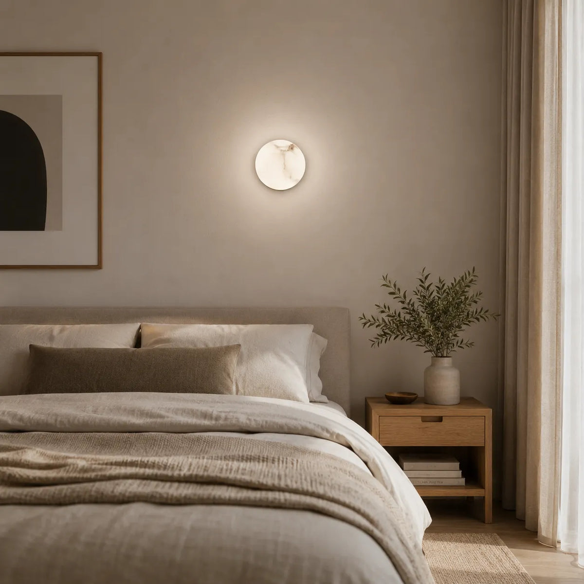 Cora Japandi Natural Alabaster Mini Orb Wall Light