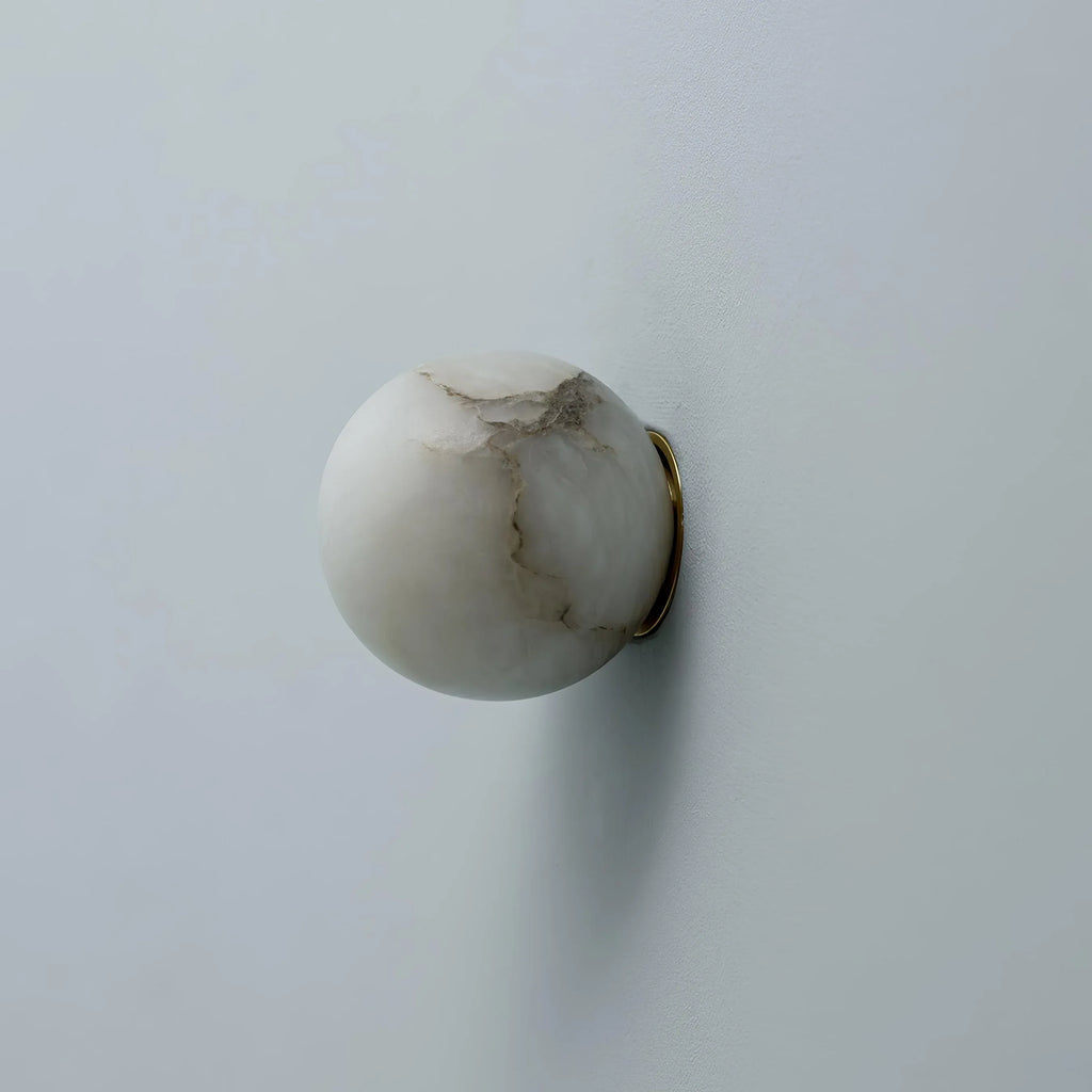 Cora Japandi Natural Alabaster Mini Orb Wall Light