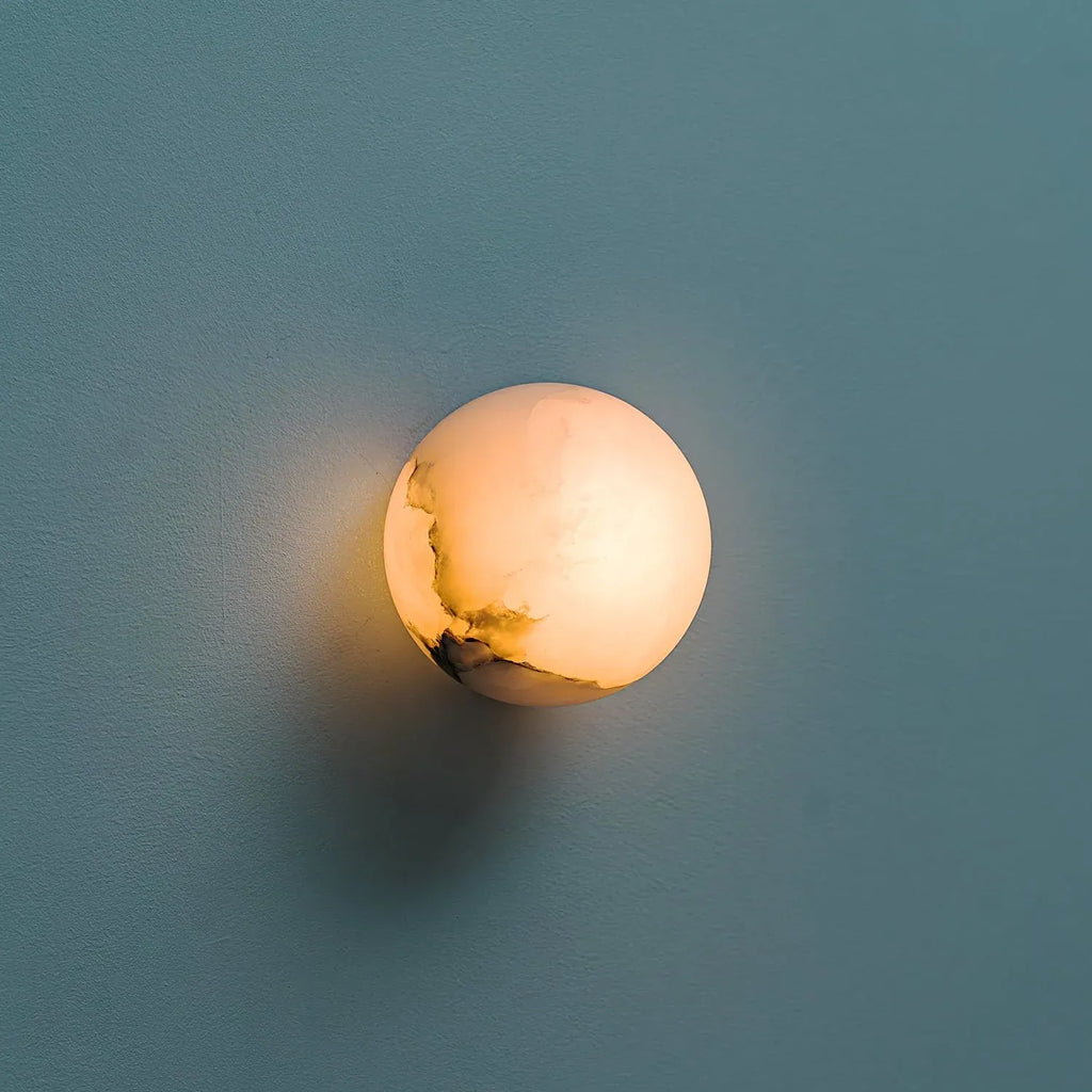 Cora Japandi Natural Alabaster Mini Orb Wall Light