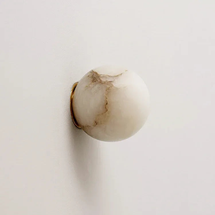 Cora Japandi Natural Alabaster Mini Orb Wall Light
