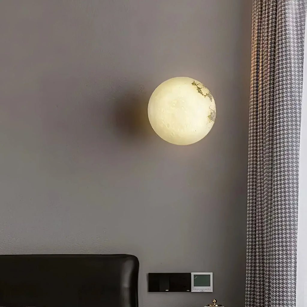 Cora Japandi Natural Alabaster Mini Orb Wall Light