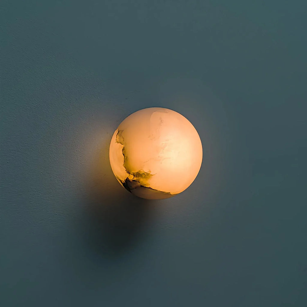 Cora Japandi Natural Alabaster Mini Orb Wall Light