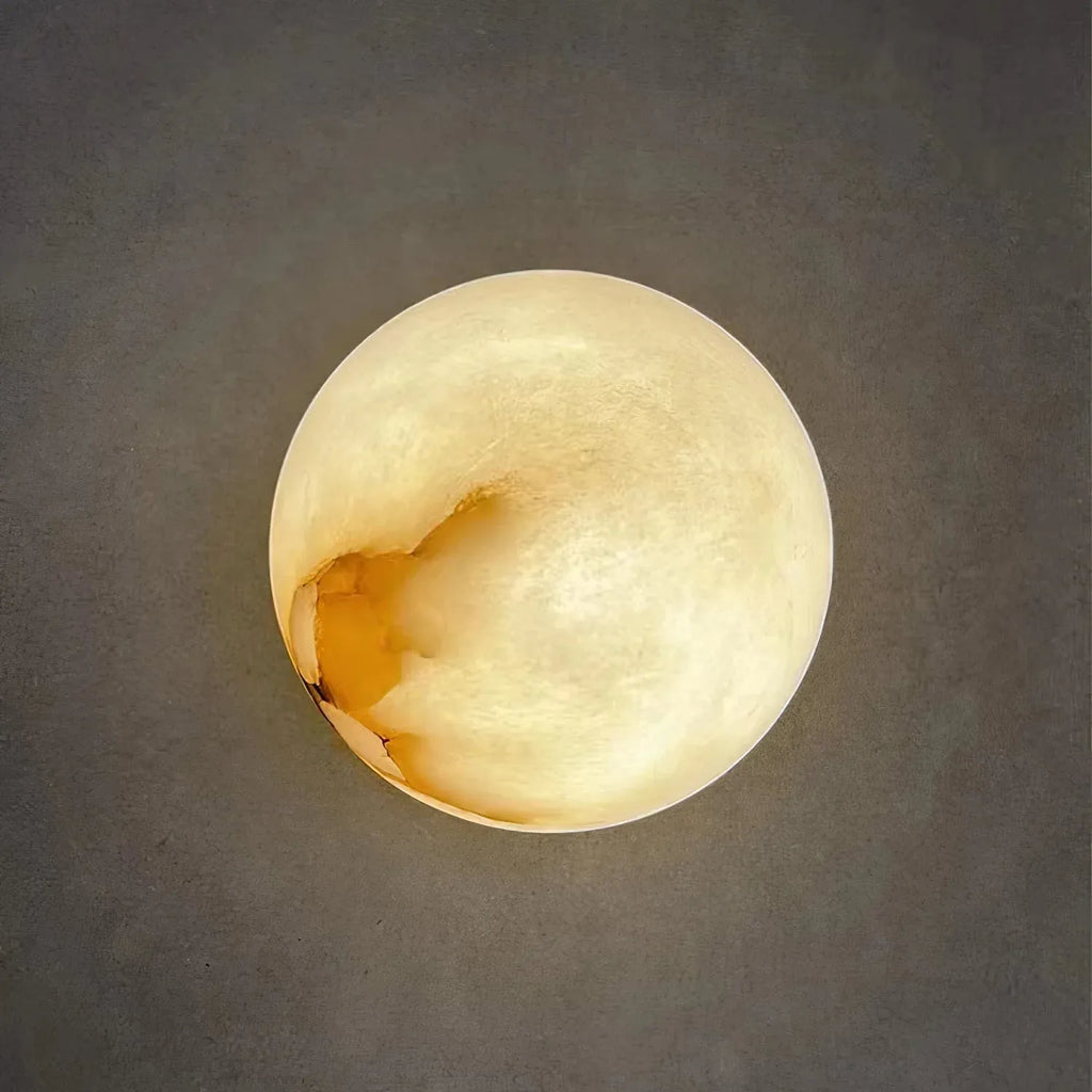 Cora Japandi Natural Alabaster Mini Orb Wall Light