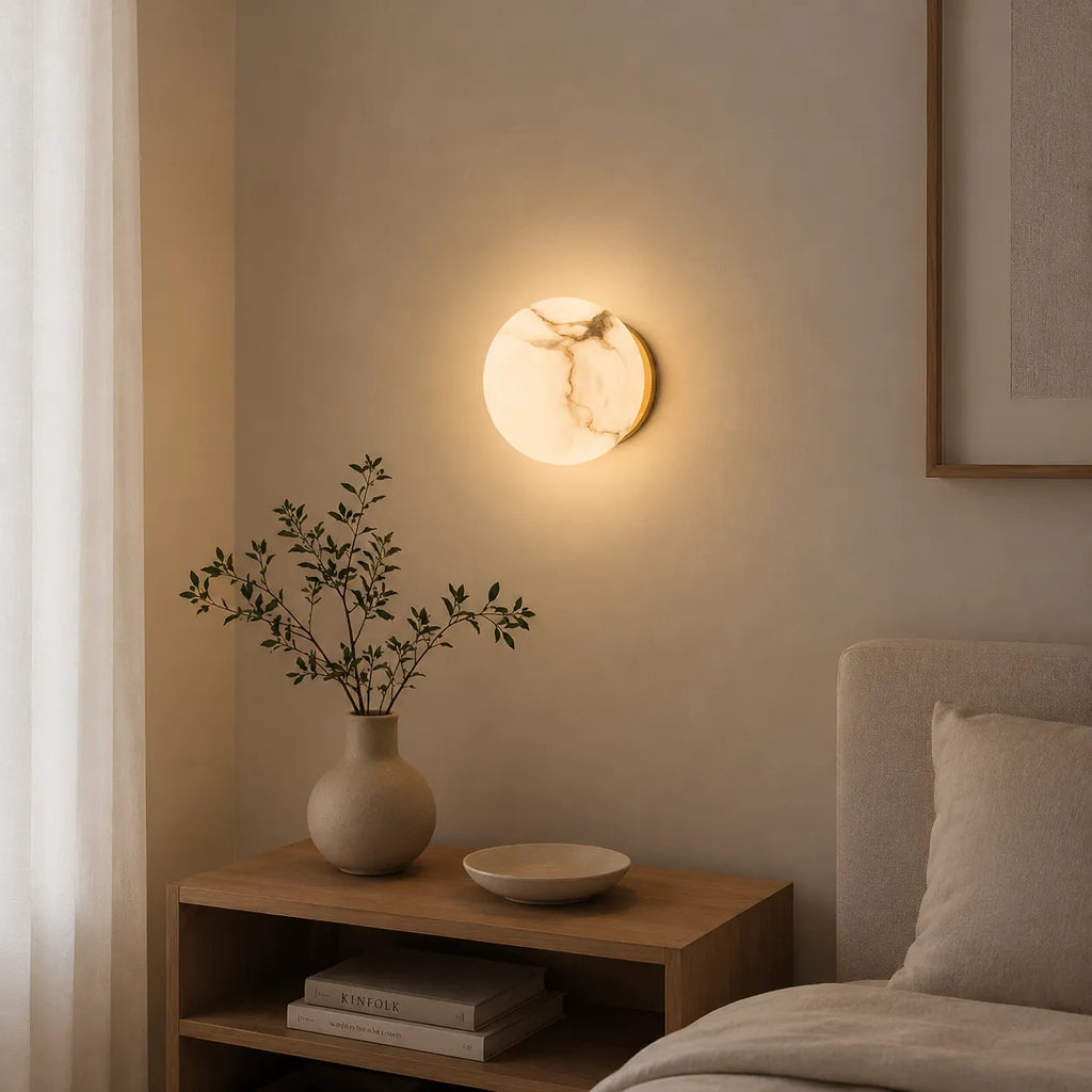 Cora Japandi Natural Alabaster Mini Orb Wall Light