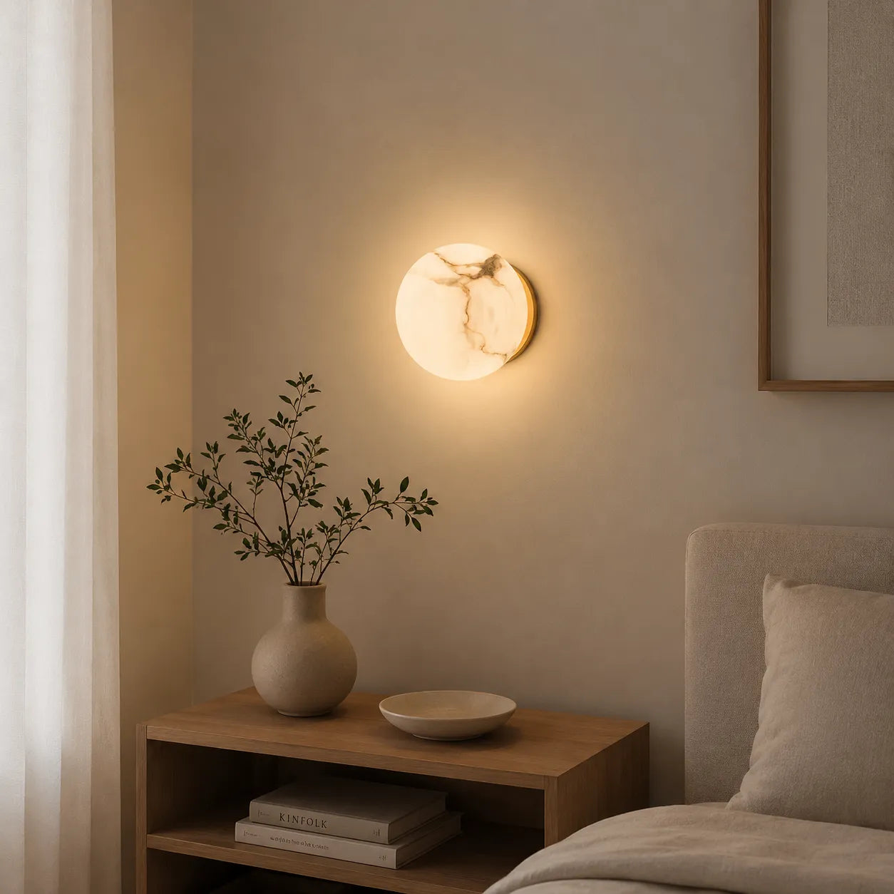 Cora Japandi Alabaster Mini Orb Wall Lamp