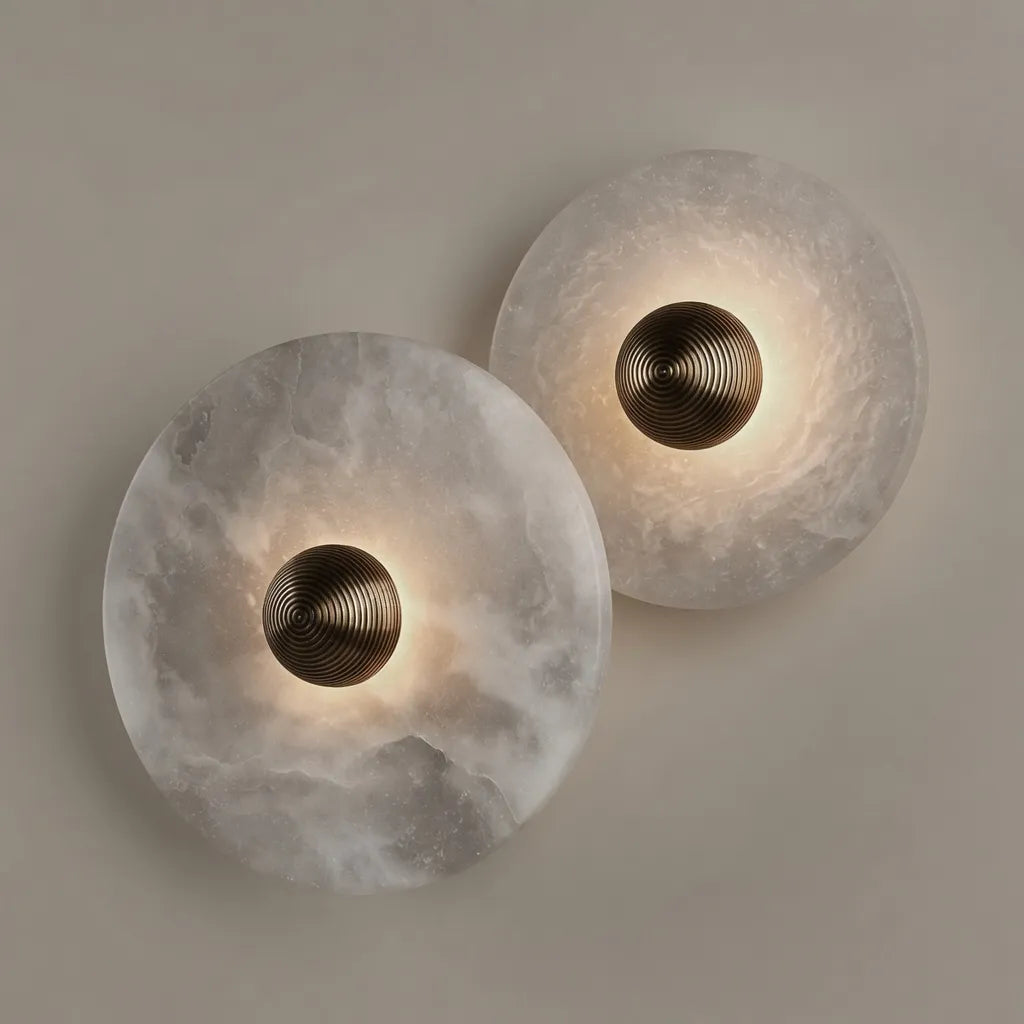Amina Modern Round Alabaster LED Wall Light