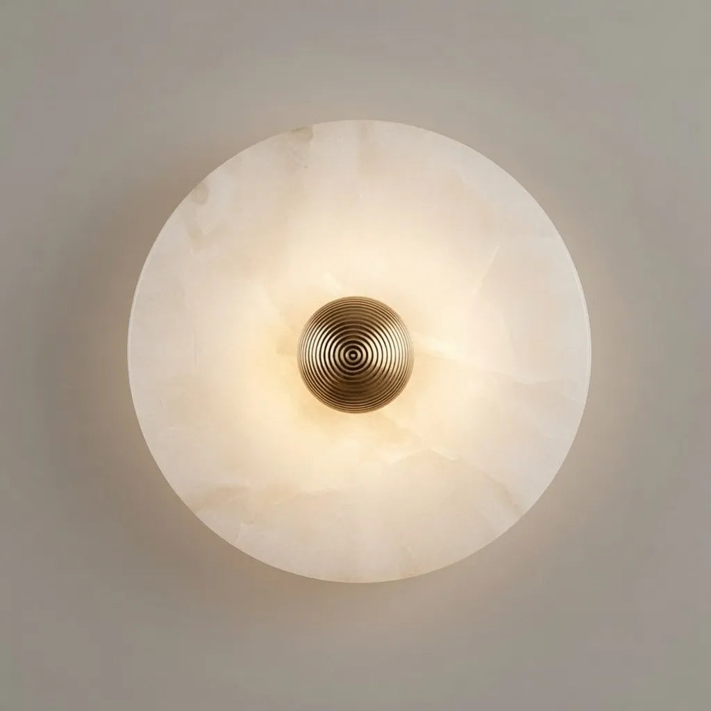 Amina Modern Round Alabaster LED Wall Light