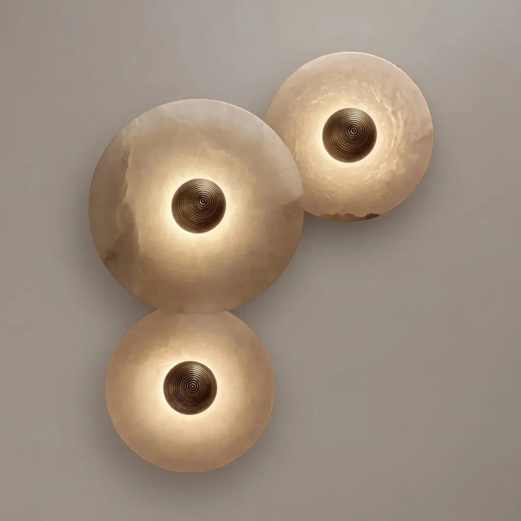Amina Modern Round Alabaster LED Wall Light