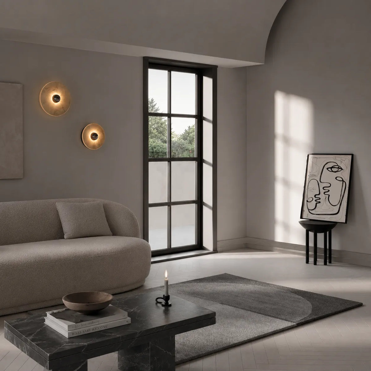 Amina Modern Round Alabaster LED Wall Light