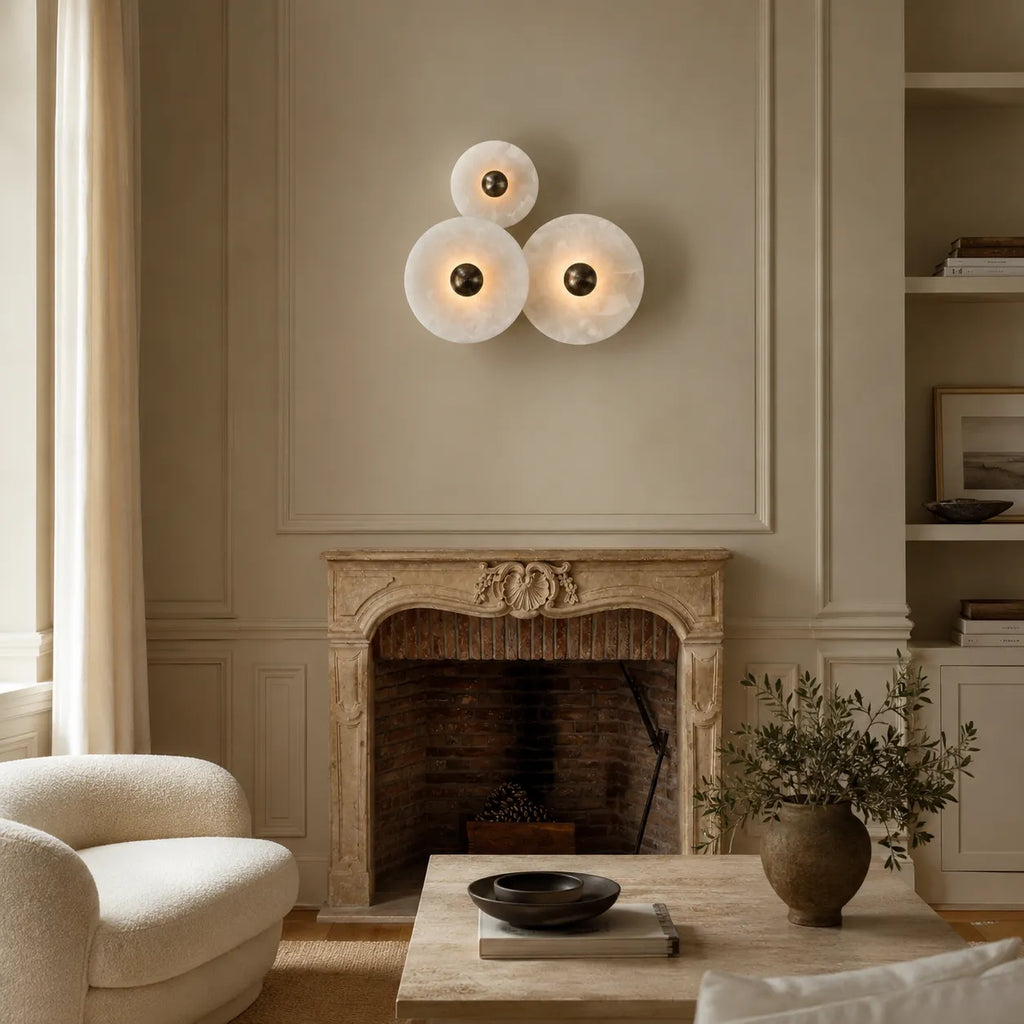 Amina Modern Round Alabaster LED Wall Light